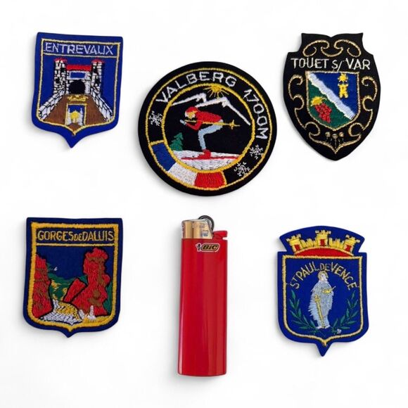 5 Vintage French City Crest Patches, Ski Resort 1970s Tourist Souvenir France - Picture 9 of 9